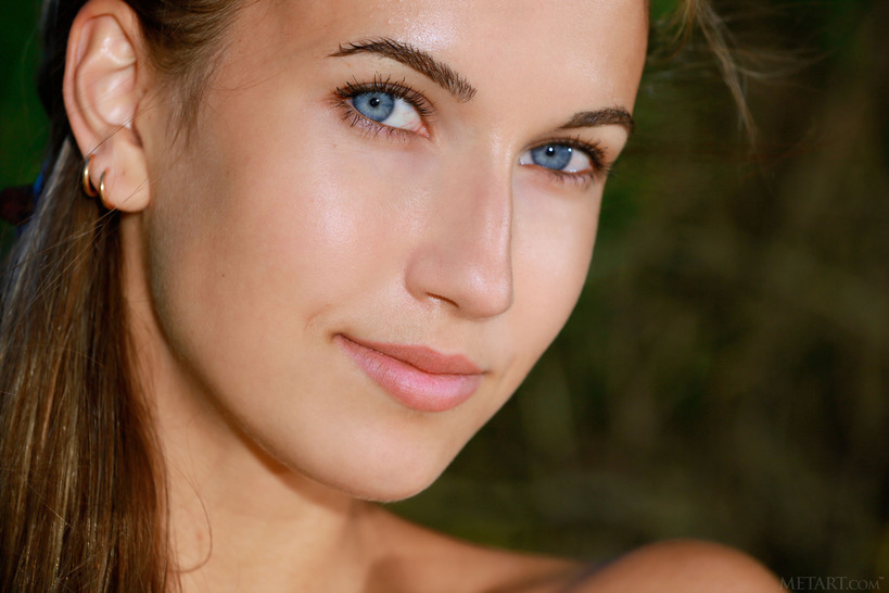 Beautiful Blonde Newbie Milenia Strips By The Lake 06